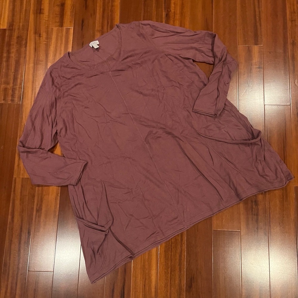 LOGO Lori Goldstein Top Long Sleeve Knit Mauve Purple Pockets Tunic Plus Size 2X